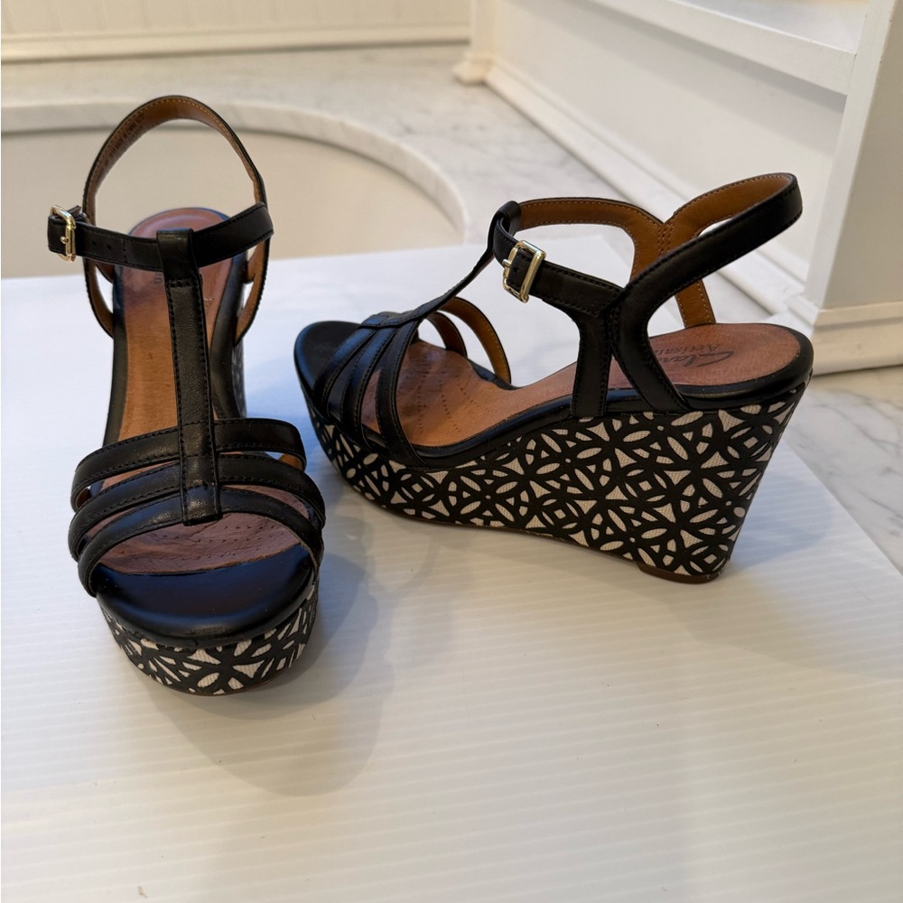 Clarks Amelia Avery Leather Wedge Sandals US 6 - Picture 6 of 7